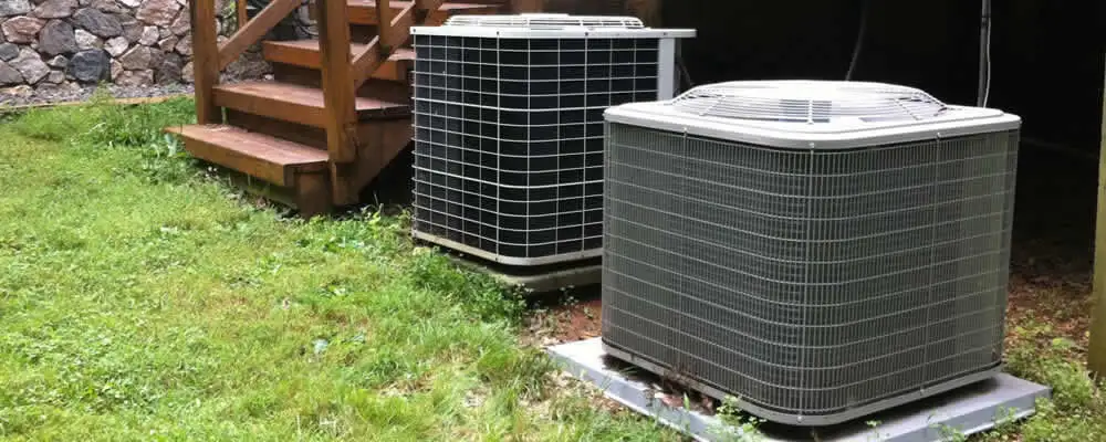 Heat pump installation and service units outside a home in Miami, FL